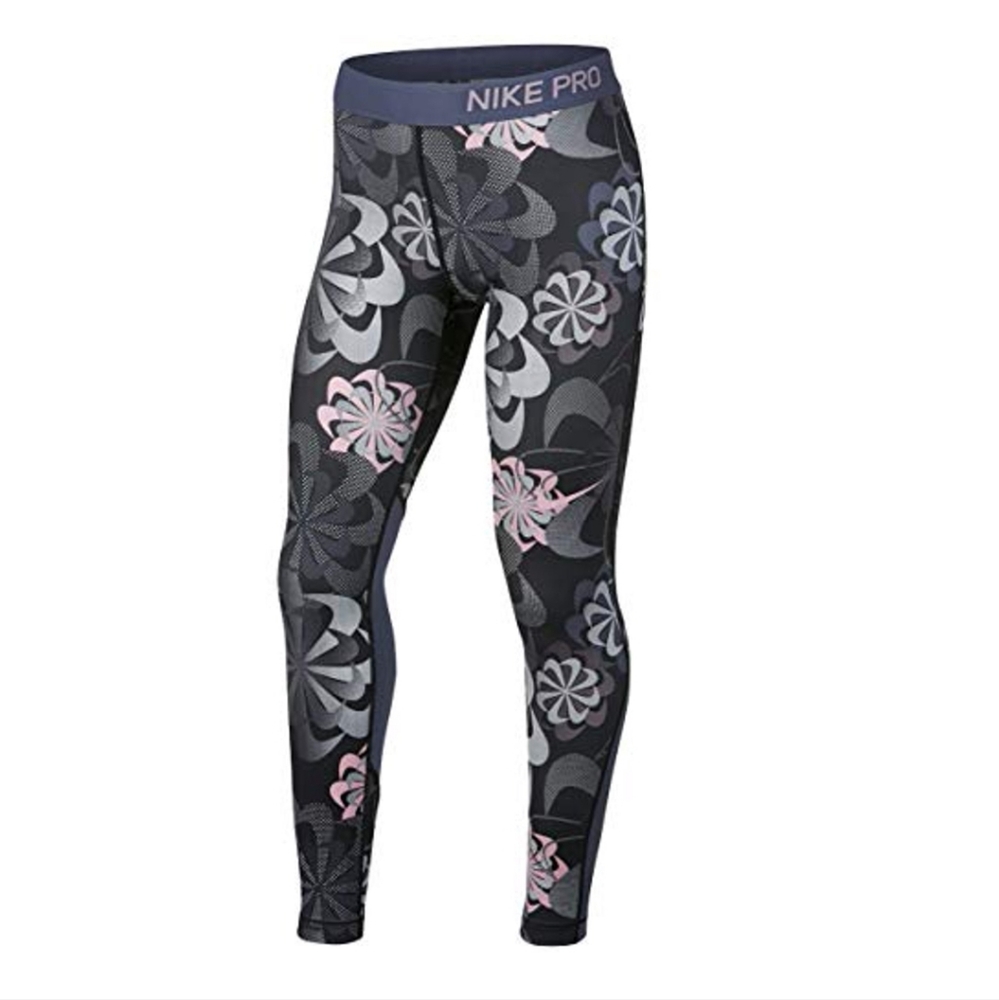 NIKE Kids' Pro Dri-FIT Print Logo Leggings Big Girl Size Medium 10-12